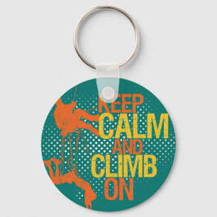 Chaveiro Azul Teal Engraçado Fique Calmo e Suba no Chaveir