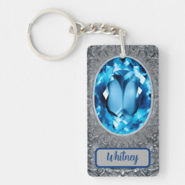 Chaveiro Azul Topaz e Prata Inspirada (01)