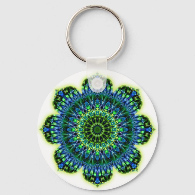 Chaveiro Azul verde Mandala (Frente)