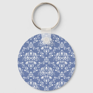 Chaveiro Azul-Violeta e Damasco Branco
