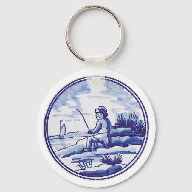 Chaveiro Azulejo azul tradicional neerlandês (Frente)