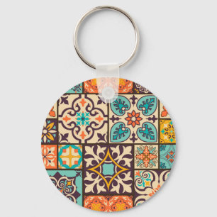 Chaveiro Azulejo Colorido de Patchwork Islam Motifs