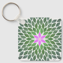 Chaveiro azulejo de flores rosa