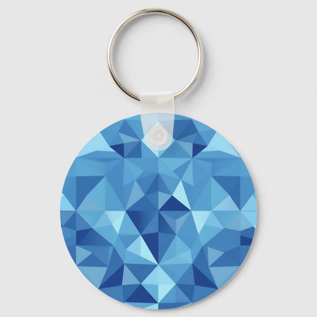 Chaveiro Azulejo de Mosaico Geométrico Azul Padrão (Frente)