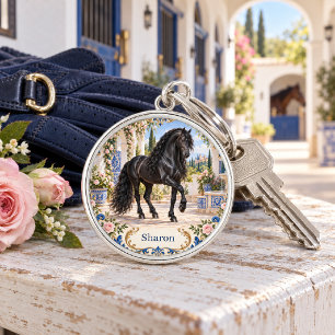 Chaveiro Azulejo Espanhol Personalizado de Cavalo Andaluz P