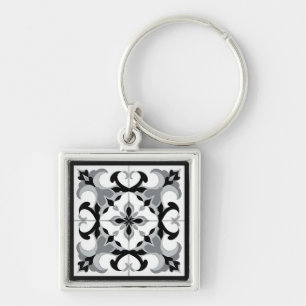 Chaveiro Azulejo Estilo Espanhol Preto e Branco
