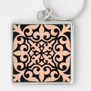 Chaveiro azulejo marroquino - cor-de-rosa e preto