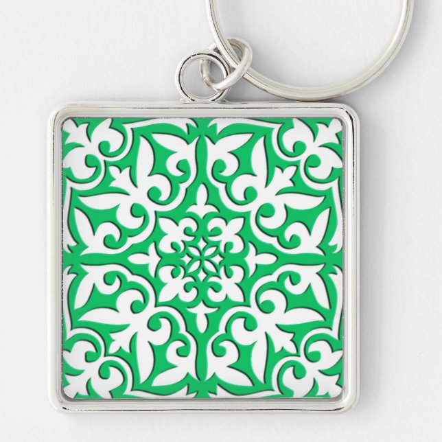 Chaveiro Azulejo marroquino - jade verde e branco (Frente)