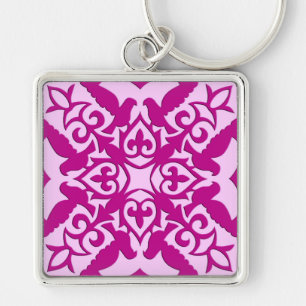 Chaveiro Azulejo marroquino - magenta e rosa