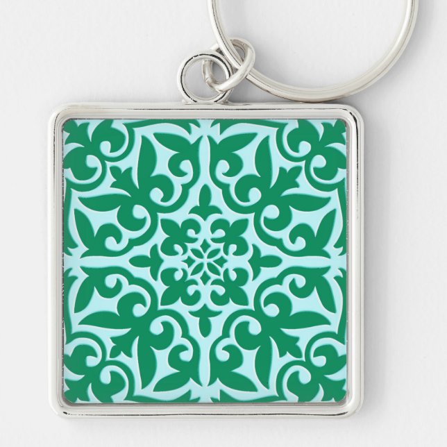 Chaveiro Azulejo marroquino - turquesa e aqua (Frente)