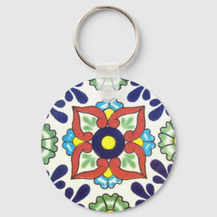 Chaveiro Azulejo mexicano Talavera (vermelho, verde, amarel