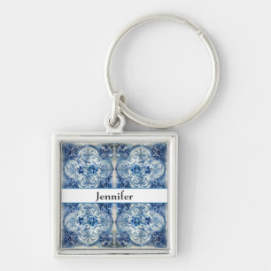 Chaveiro Azulejos Antigos em Azul Delft personalizáveis