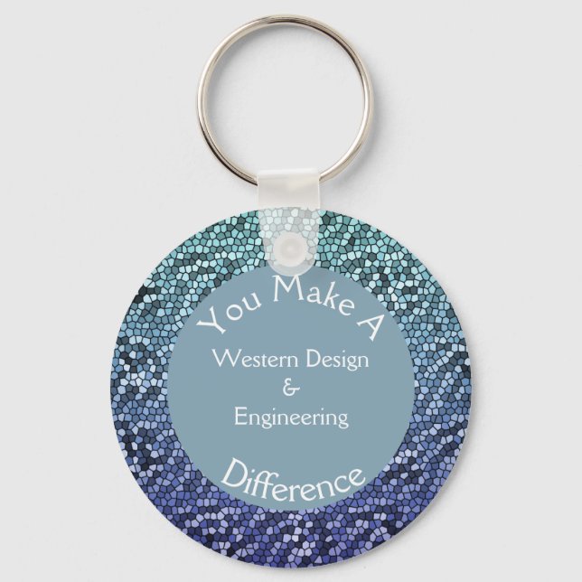 Chaveiro Azulejos Azuis Mosaico de Apreciação do Funcionári (Frente)