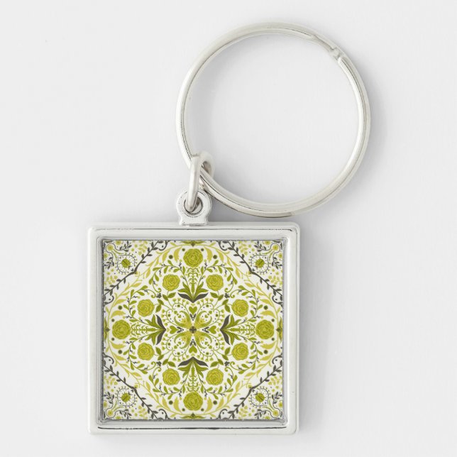 Chaveiro Azulejos Florais em verde (Frente)