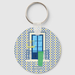 Chaveiro Azulejos portugueses e varanda de janela com aves