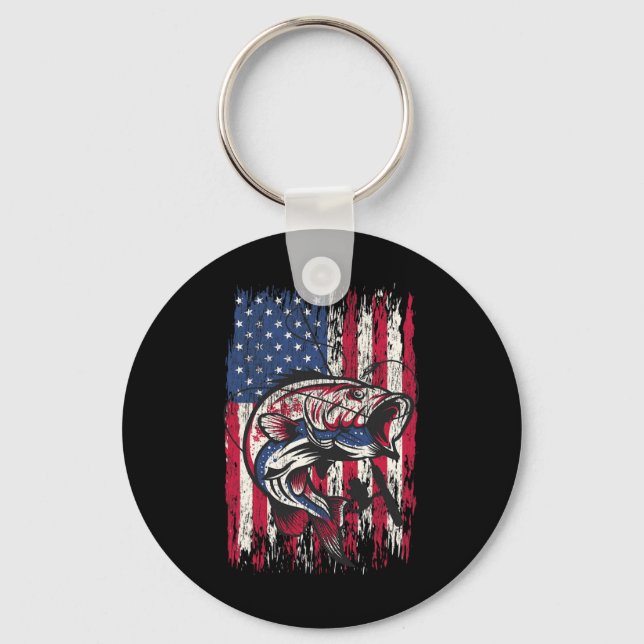 Chaveiro B Camisa De Pesca Americana Pavilhão Dos Eua Tee M (Frente)