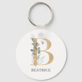 Chaveiro B Monograma Floral Personalizado
