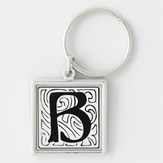 Chaveiro B Monogramm schwarz weiß Schlüsselanhänger (Frente)