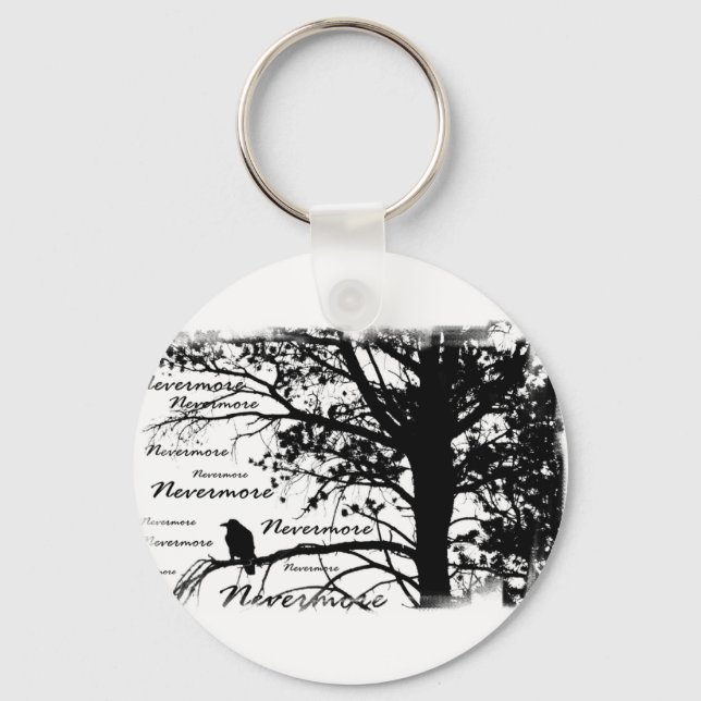 Chaveiro B&W Nunca mais Raven Silhouette (Frente)