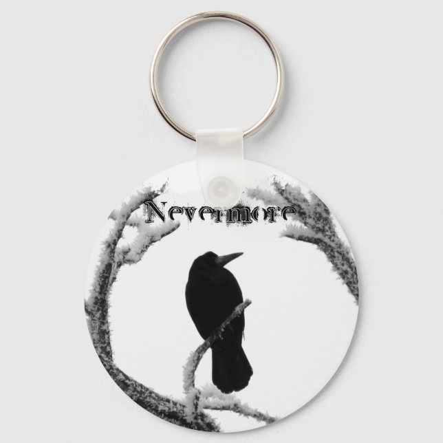 Chaveiro B&W Winter Raven Edgar Allan Poe Nunca Mais (Frente)