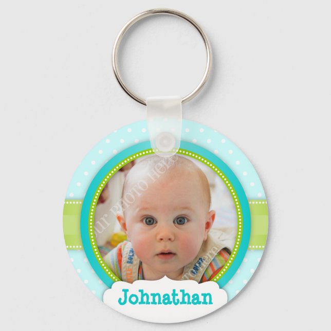 Chaveiro Baby Boy Blue Custom Photo Keepsaet (Frente)