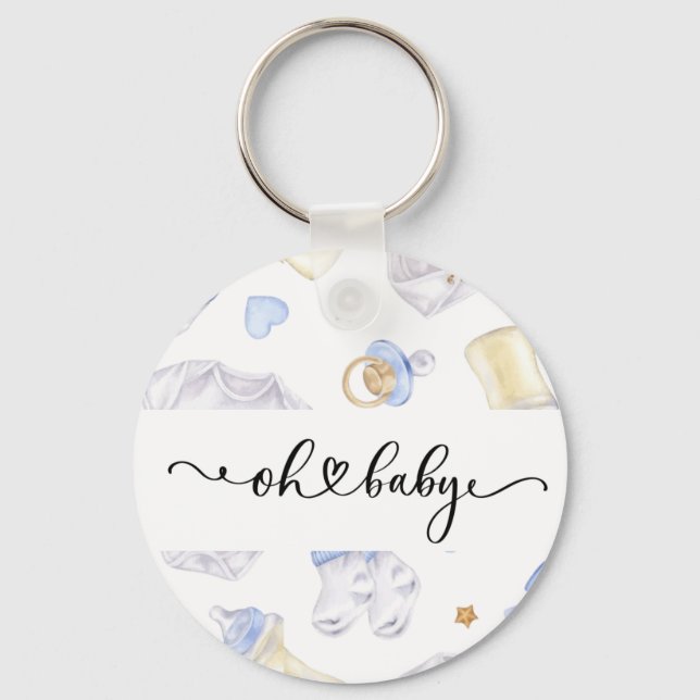 Chaveiro Baby Boy Keychain | Baby Shower Favor Keepsake (Frente)