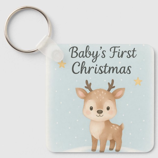 Chaveiro Baby first christmas reindeer cute tiny festive  (Frente)
