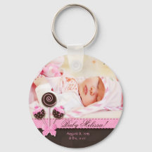 Baby Girl Photo Key Chain Cake Pop Rosa