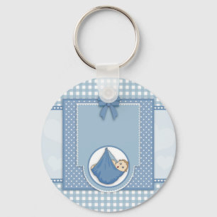 Chaveiro Baby Shower Boy Blue Pattern Party Nursery Art