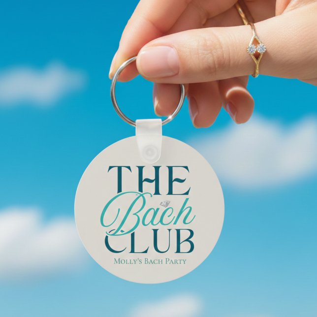 Chaveiro Bach Club Modern Simple Blue Festa de solteira (Bach Club Modern Simple Blue Bachelorette Party Keychain)