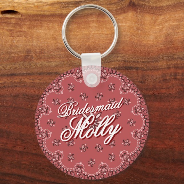 Chaveiro Bachelorette de Parceiro Red Howdy Personalizado (Verso)