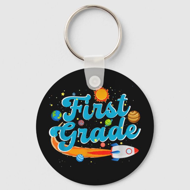 Chaveiro Back to school outer space teacher first grade (Frente)