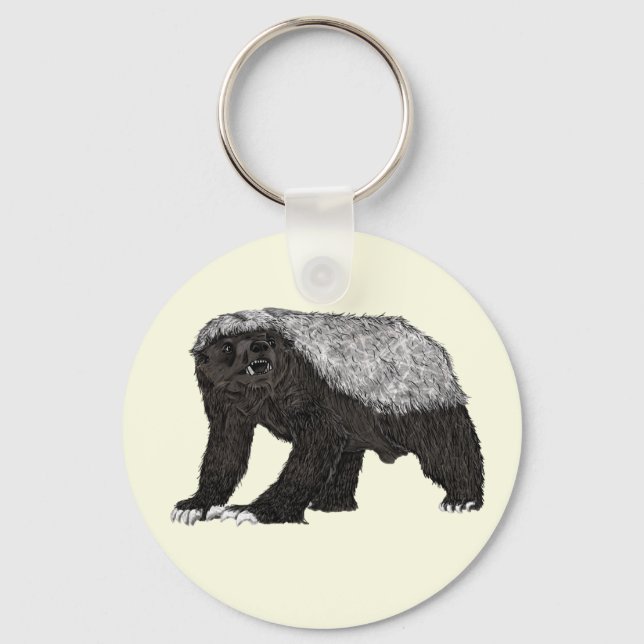 Chaveiro Badass Honey Badger Aearless Attitude Animal Art (Frente)