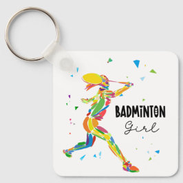 Chaveiro Badminton Girl Abstract Colorful Sports Player
