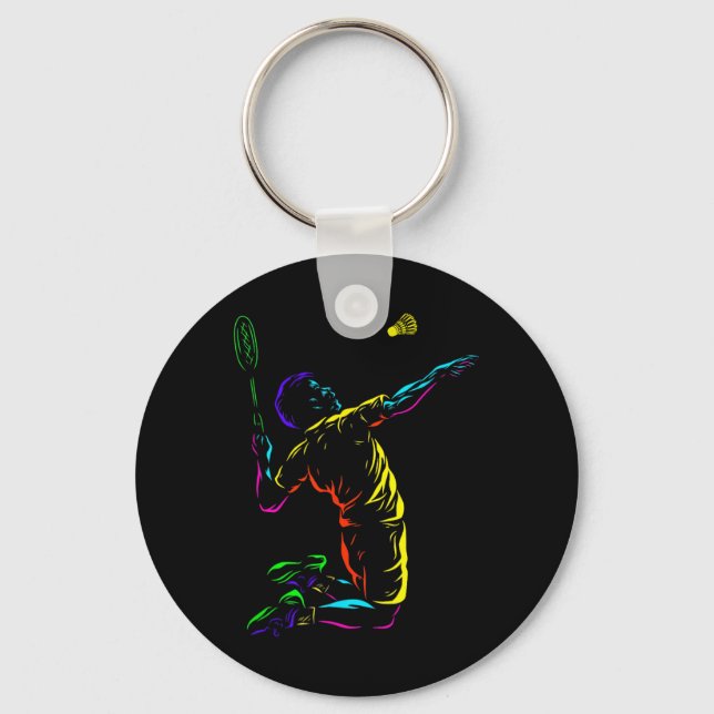 Chaveiro Badminton Graphic Badminton Player Shuttle Sports (Frente)