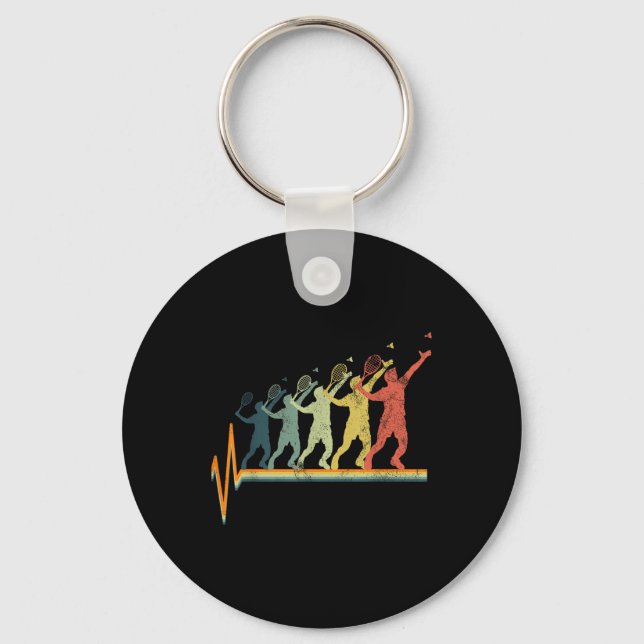 Chaveiro Badminton Heartbeat Vintage Retro Gift (Frente)