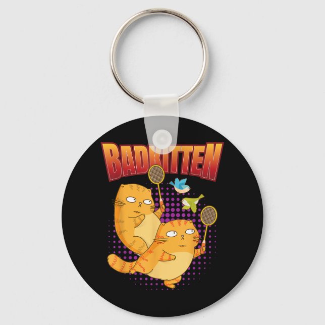 Chaveiro Badminton I Badkitten Cat I Badminton Racket Shutt (Frente)