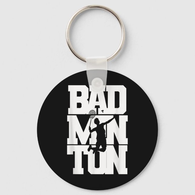Chaveiro Badminton Player Smashing Shuttle Birdie Badminton (Frente)