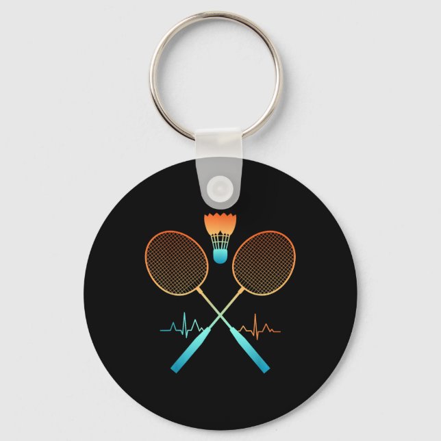 Chaveiro Badminton Retro Com Peteca Batimento Cardíaco Ecg (Frente)
