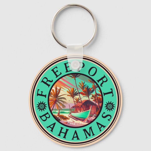 Chaveiro Bahamas Freeport Retro Sunset Viagem Souvenir 50 (Frente)