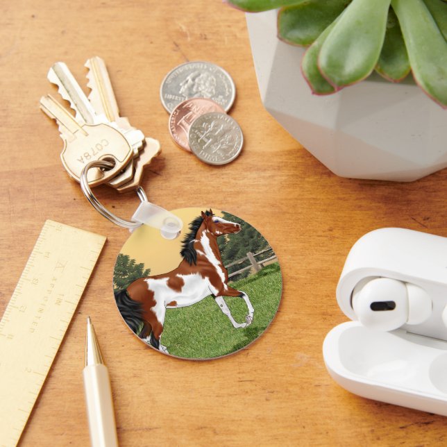 Chaveiro Baía e Pinto Branco Cavalo Árabe (Mesa)