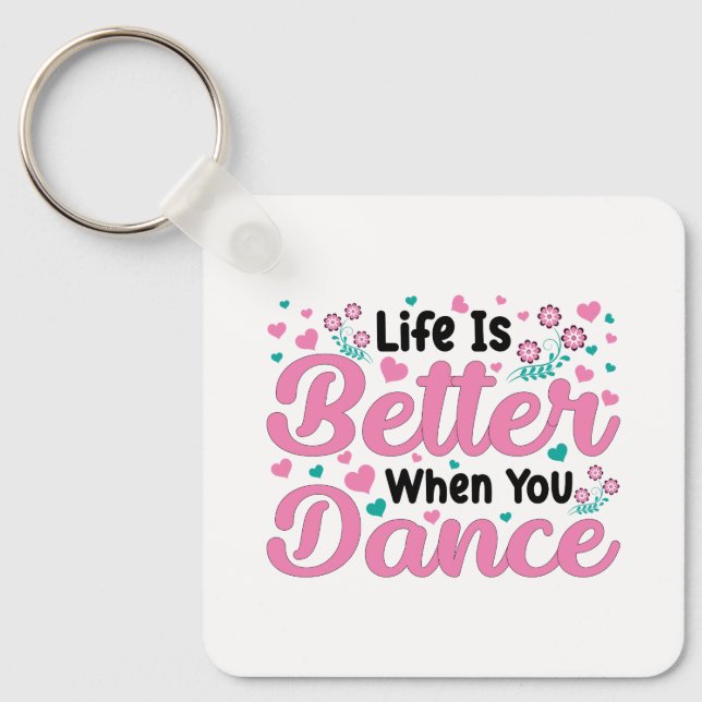 Chaveiro Bailarina Fofa Dizendo Confetes Rosa e Turquesa (Frente)