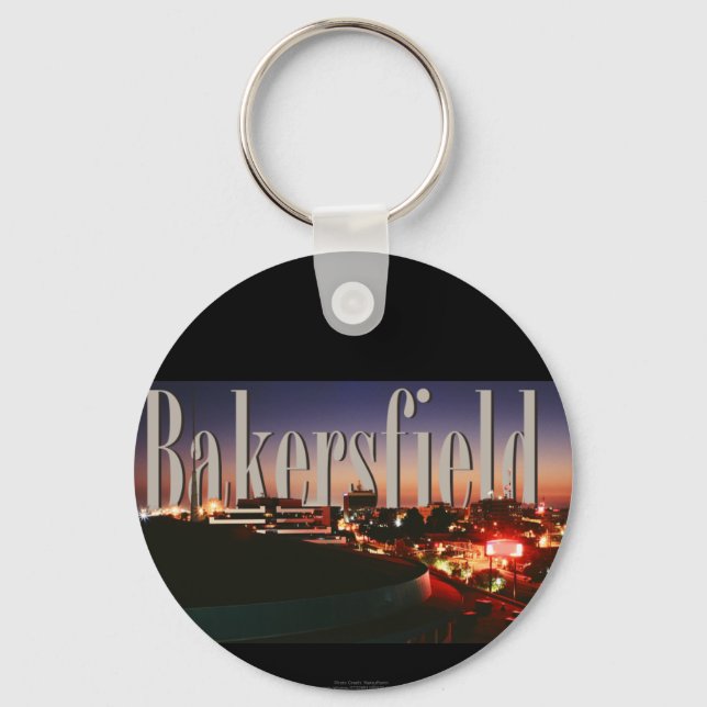 Chaveiro Bakersfield Skyline com Bakersfield no Céu (Frente)