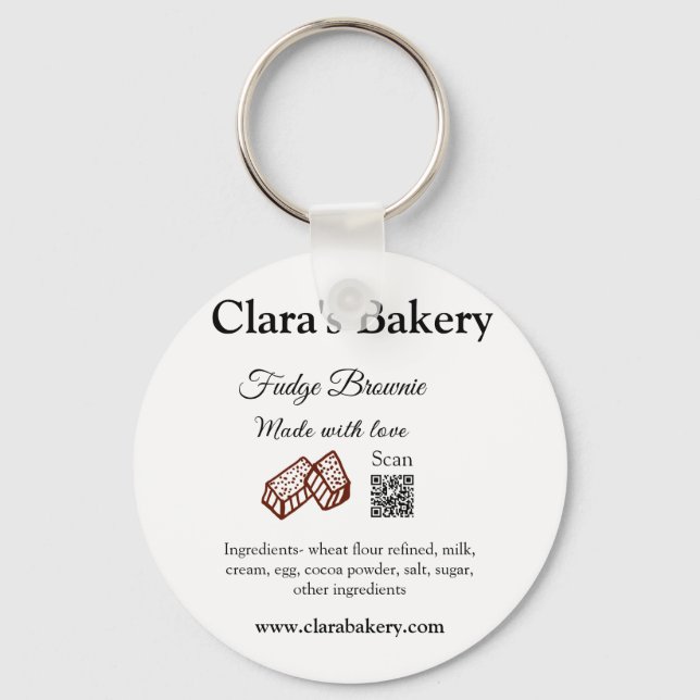 Chaveiro Bakery brownie adiciona ingredientes feitos com lo (Frente)