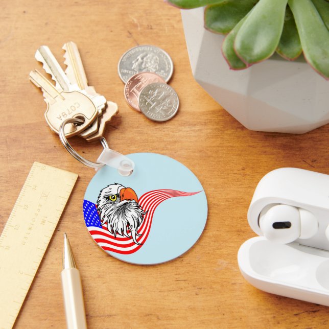 Chaveiro Bald Eagle American Flag Patriotic Art (Mesa)
