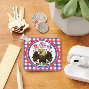 Chaveiro Bald Eagle com Fireworks - EUA 250 Anos 1776-2026