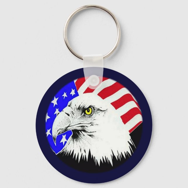 Chaveiro Bald Eagle e a bandeira americana (Frente)