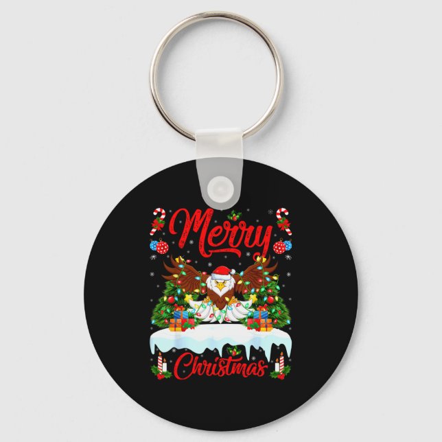 Chaveiro Bald Eagle Lover Xmas Lighting Santa Bald Eagle Ch (Frente)