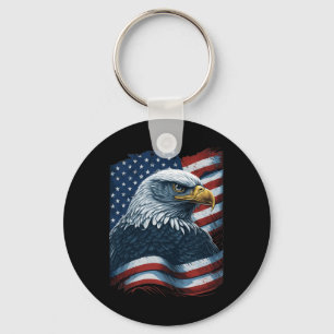 Chaveiro Bald Eagle Orgulhosa Bandeira Americana Patriótica
