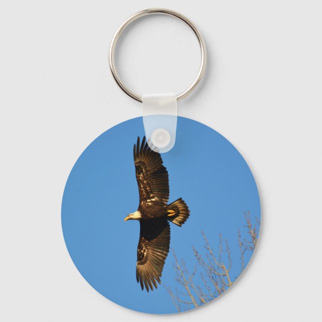 Chaveiro Bald Eagle Soaring Over Trees (Frente)